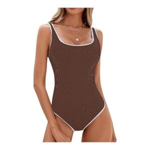 Brown Ribbed Women's Swimsuit. Size Medium. NWOT.